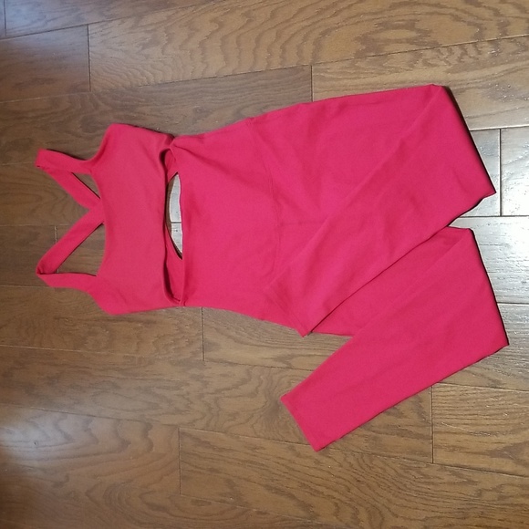 NEW! Free People Movement RED Back It Up jumpsuit sz small NWOT (PRICE FIRM) - Picture 9 of 12